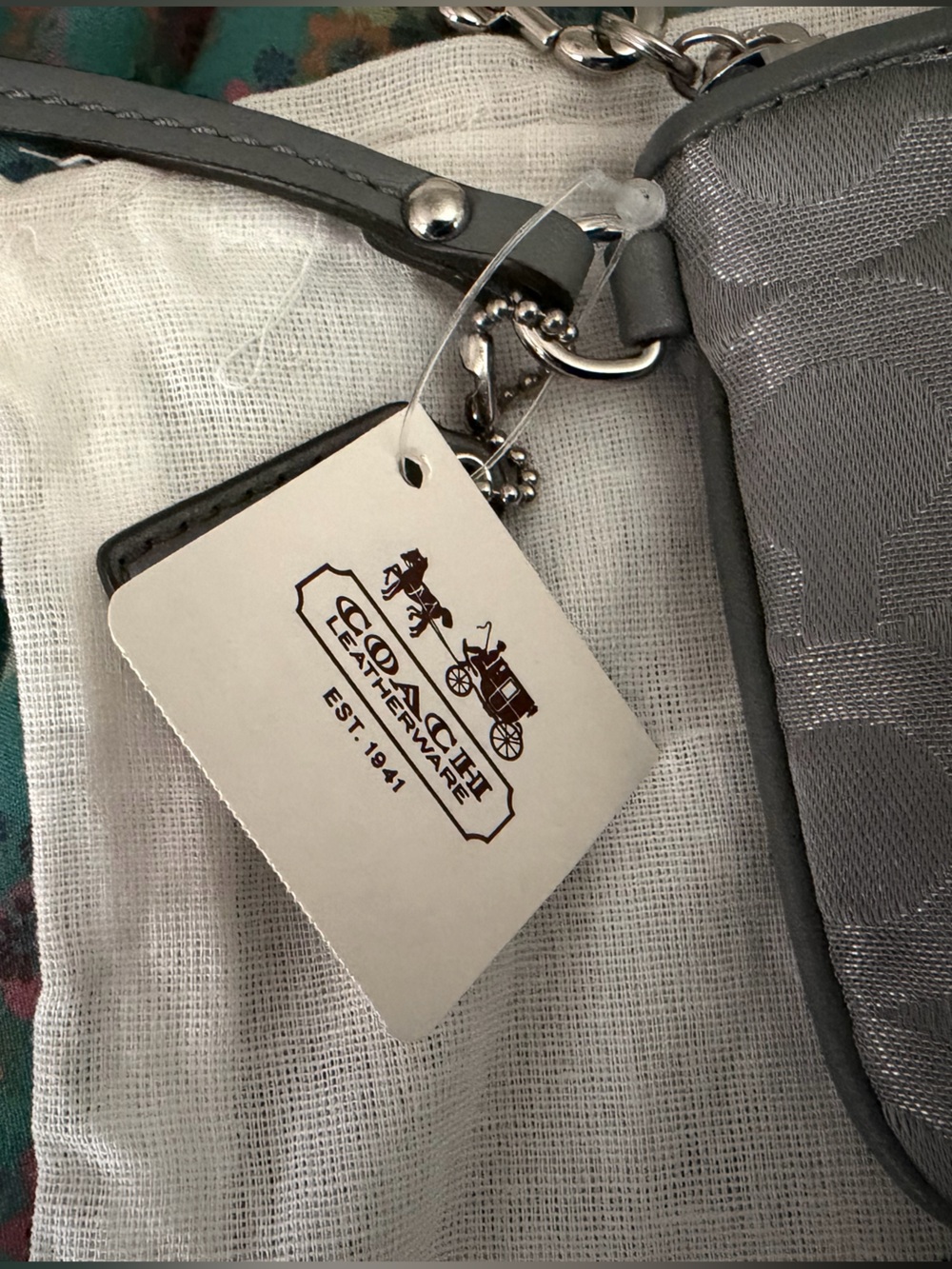 Coach Gray Signature Wristlet with Leather Trim new with tags and dustbag - Picture 6 of 7